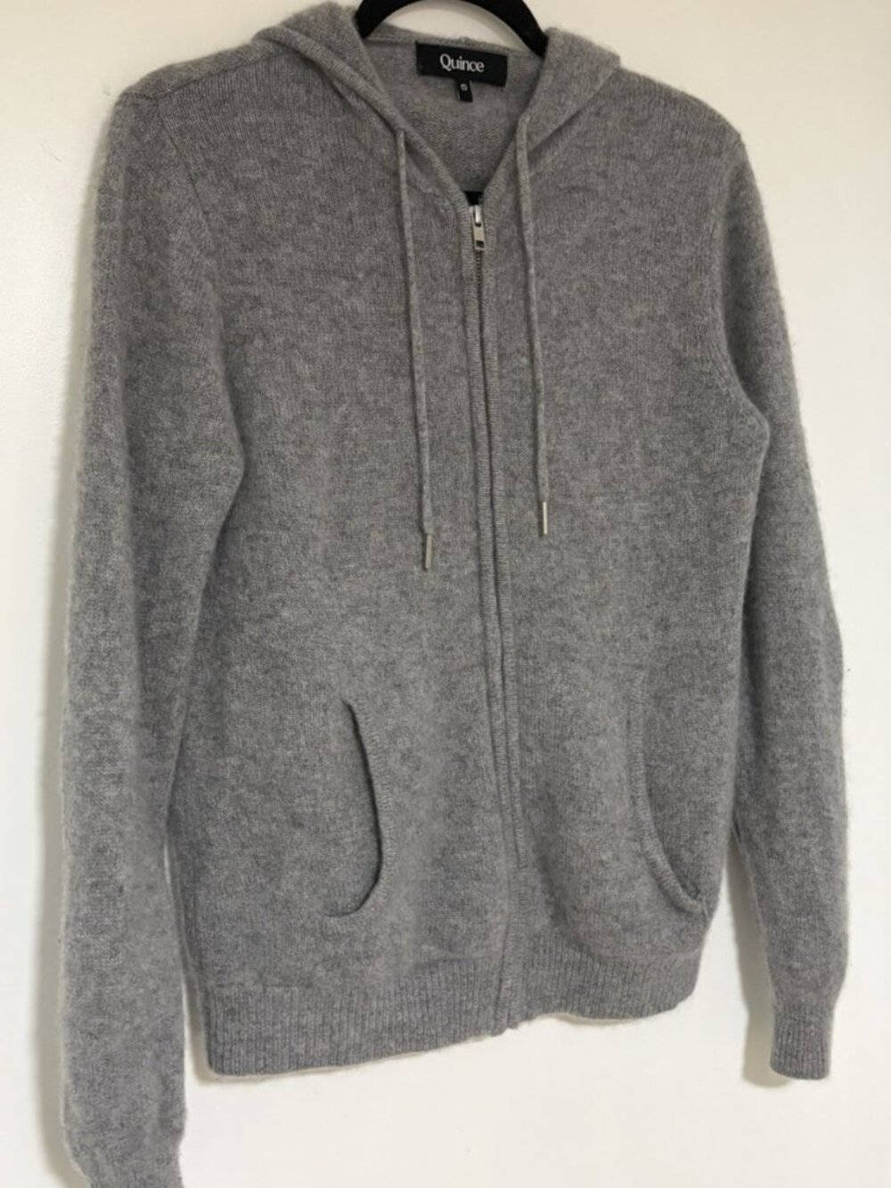 Quince Women’s Gray 100% Cashmere Full Zip Hoodie Sweater Size Small Pockets - Picture 3 of 8